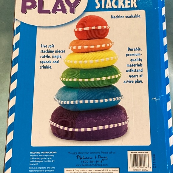 NEW Melissa & Doug First Play Plush Rainbow Stacker Machine Wash, Squeak, Rattle - Picture 6 of 6